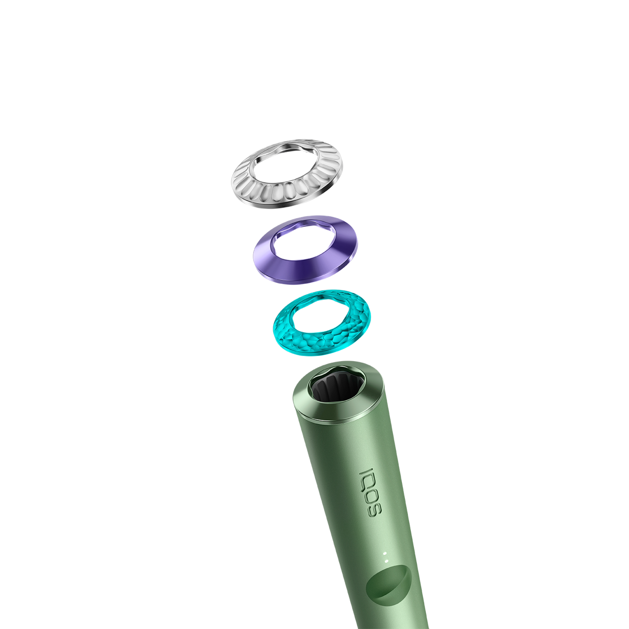 IQOS ILUMA Premium 3-rõngaste komplekt värvitoonis Celebrate koos IQOS ILUMA hoidikuga